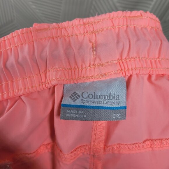 NEW Columbia Shorts PFG Plus 2X Nylon Backcast Water Omni-Shade UPF 50 Pink 5" - Picture 10 of 11